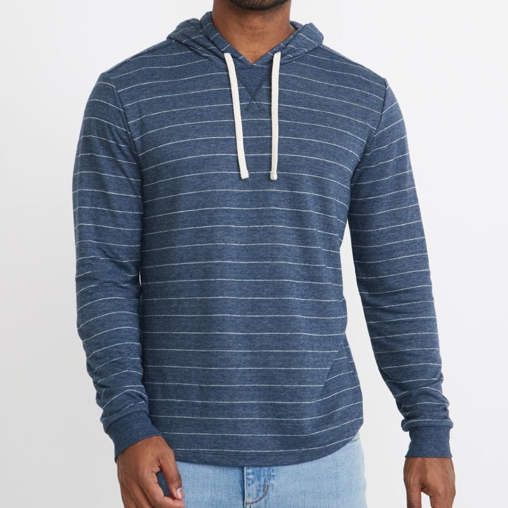 MARINE LAYER DOUBLE KNIT HOODIE BLUE SZ MEDIUM